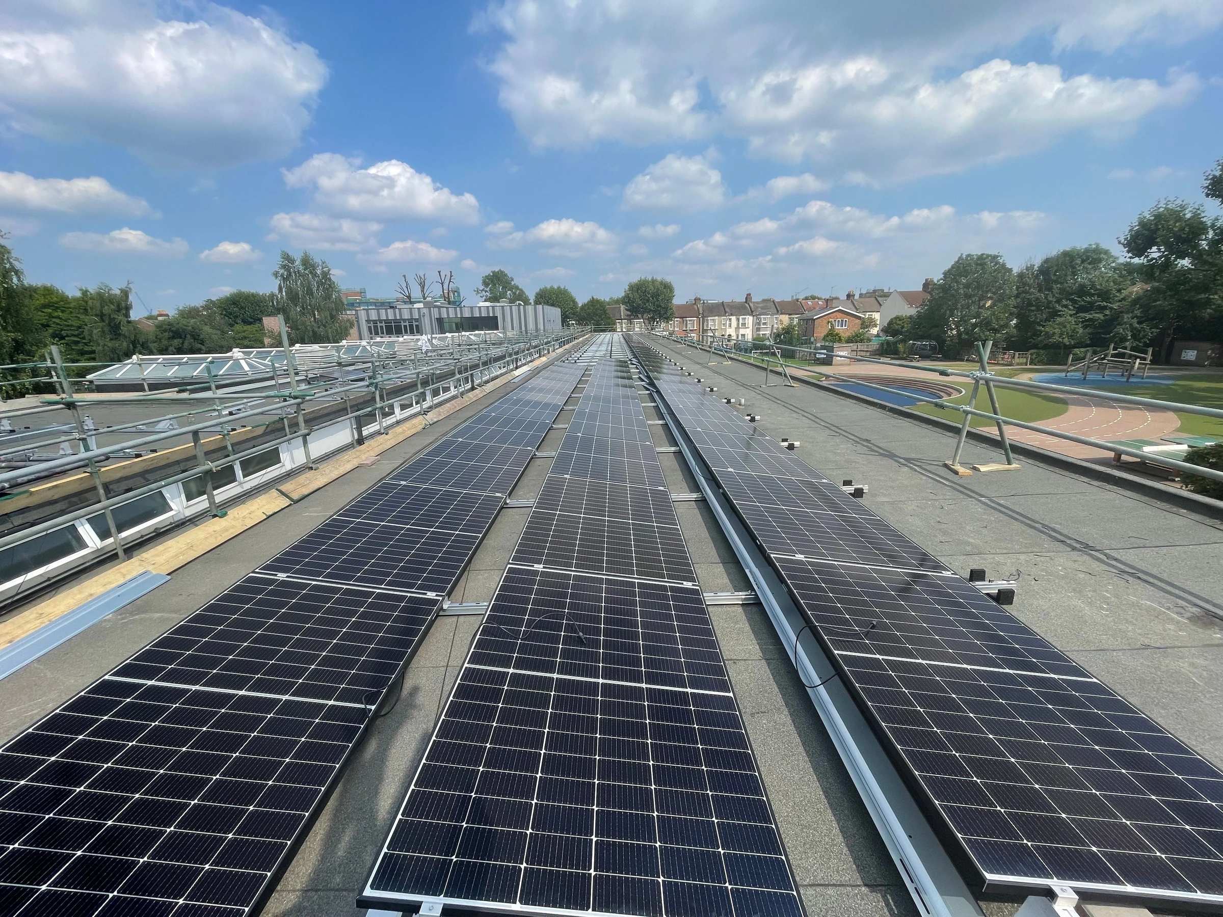 Installation of over 300 solar panels for a commercial job in St.Stephen School and Children's Centre, London